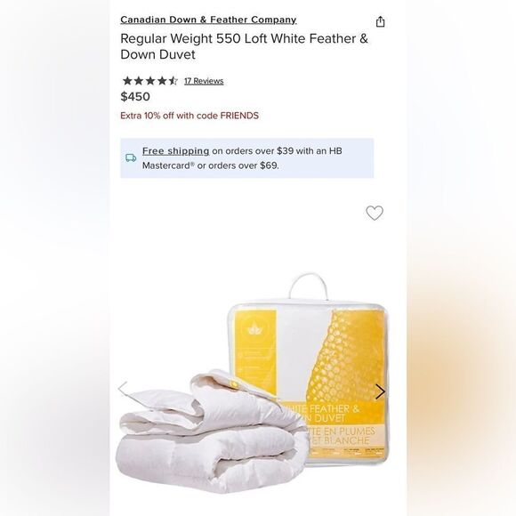 Canadian Down & Feather Regular Weight 550 Loft White Feather & Down Duvet - Picture 1 of 1